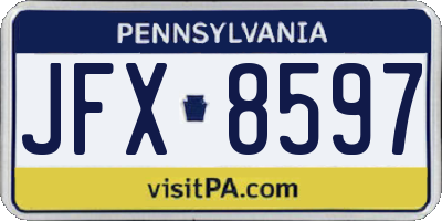 PA license plate JFX8597