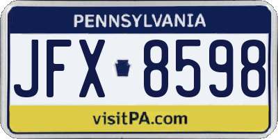 PA license plate JFX8598