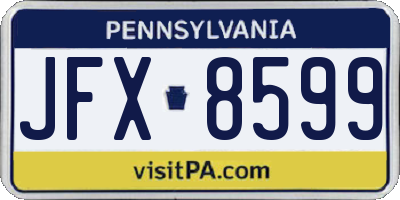 PA license plate JFX8599