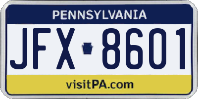PA license plate JFX8601