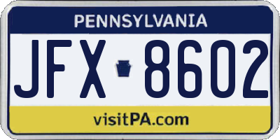 PA license plate JFX8602