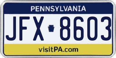 PA license plate JFX8603