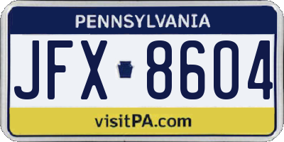 PA license plate JFX8604