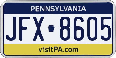 PA license plate JFX8605