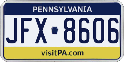 PA license plate JFX8606