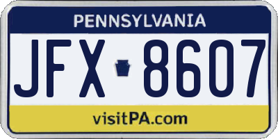 PA license plate JFX8607