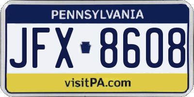PA license plate JFX8608