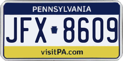 PA license plate JFX8609