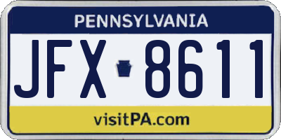 PA license plate JFX8611