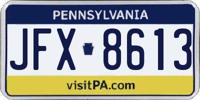 PA license plate JFX8613