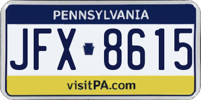 PA license plate JFX8615