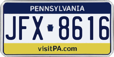 PA license plate JFX8616