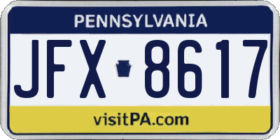 PA license plate JFX8617