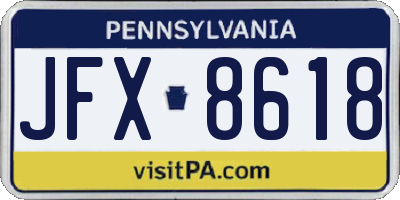 PA license plate JFX8618