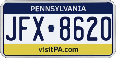PA license plate JFX8620
