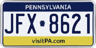 PA license plate JFX8621