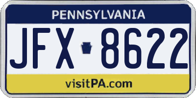 PA license plate JFX8622