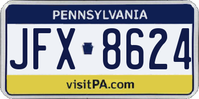 PA license plate JFX8624