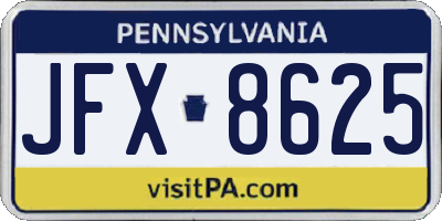 PA license plate JFX8625