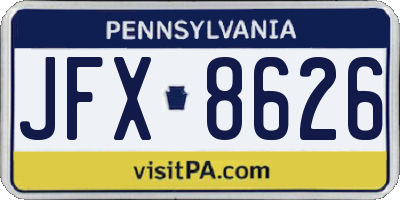 PA license plate JFX8626