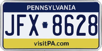 PA license plate JFX8628