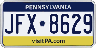 PA license plate JFX8629