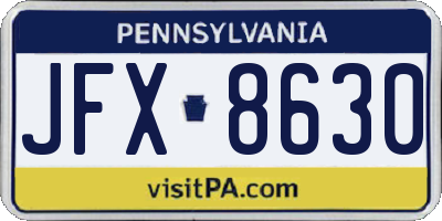 PA license plate JFX8630