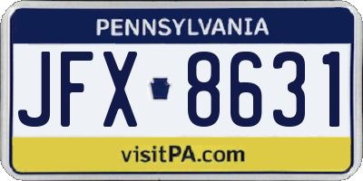PA license plate JFX8631