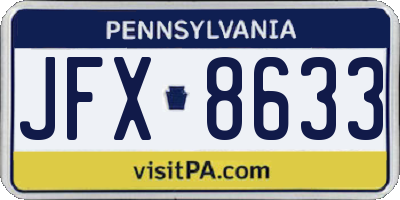 PA license plate JFX8633
