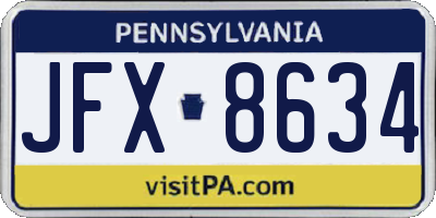 PA license plate JFX8634
