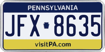 PA license plate JFX8635
