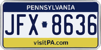 PA license plate JFX8636