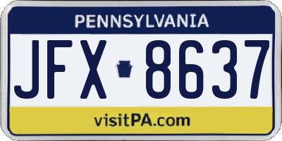 PA license plate JFX8637