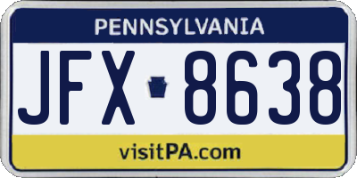PA license plate JFX8638