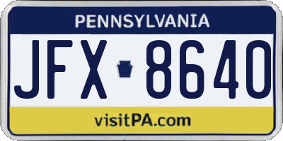 PA license plate JFX8640