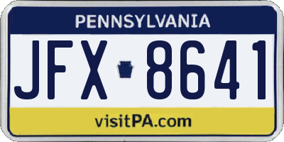 PA license plate JFX8641