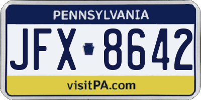 PA license plate JFX8642