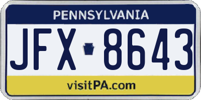 PA license plate JFX8643