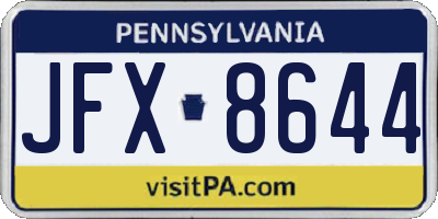 PA license plate JFX8644