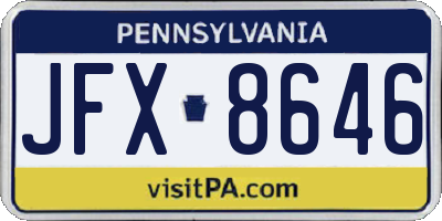 PA license plate JFX8646