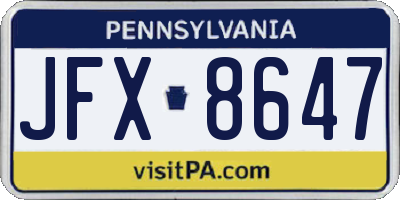 PA license plate JFX8647