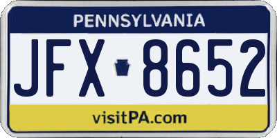 PA license plate JFX8652