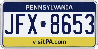 PA license plate JFX8653