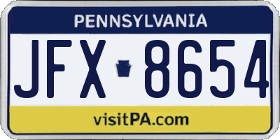 PA license plate JFX8654
