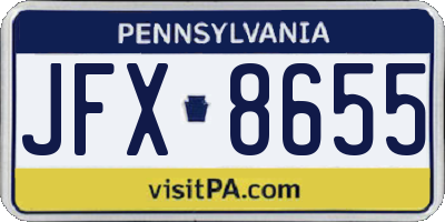 PA license plate JFX8655