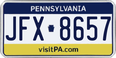 PA license plate JFX8657