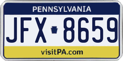PA license plate JFX8659