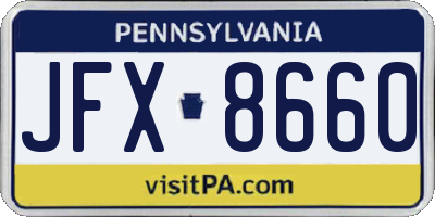 PA license plate JFX8660