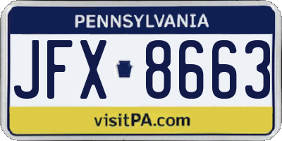 PA license plate JFX8663