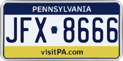 PA license plate JFX8666
